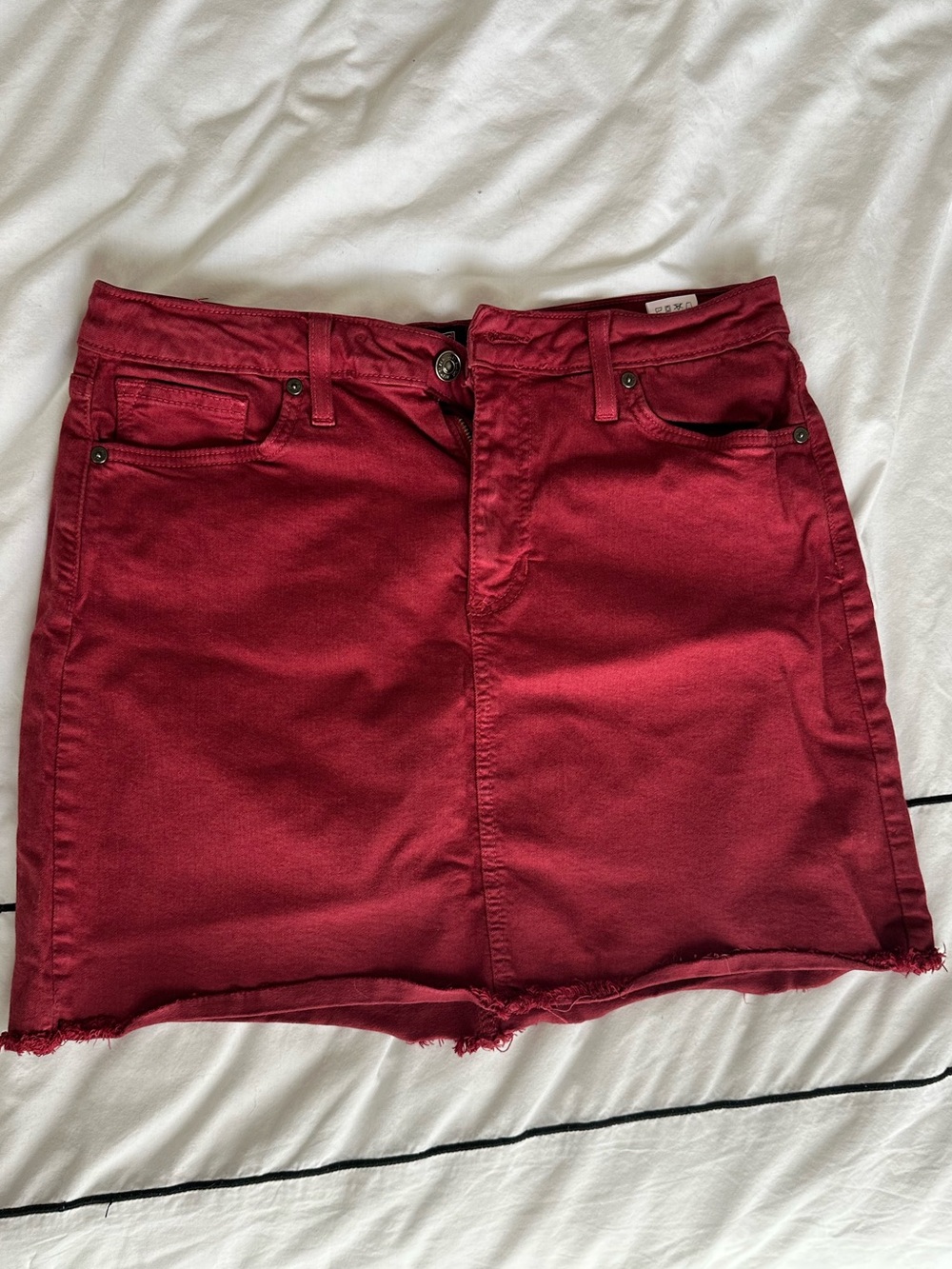 Just Black Burgundy Denim Mini Skirt